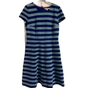 Boden Dress Women's Size 6 Blue Striped Maggie Ottoman Fit & Flare